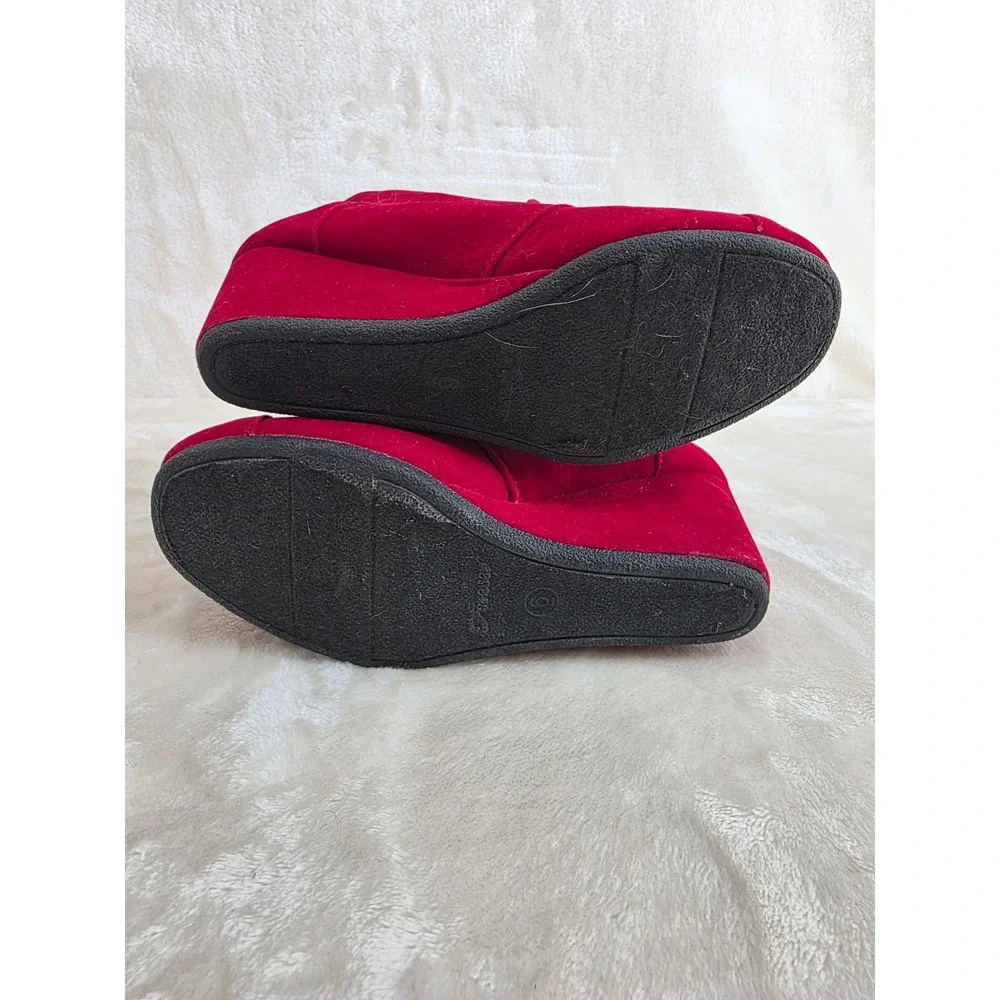 Forever Patricia-01 Womens Red Faux Suede Wedge Ankle Boots Lace Up‎ Size 6